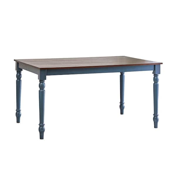 Vifah Lafayette 59 in. Rectangle Clay Blue Wood Top with Solid Wood Frame (Seats 6)