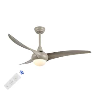 Aviator 52 in. 1-Light Mobile-App/Remote-Controlled 6-Speed Retro Swirl Integrated LED Ceiling Fan, Gray Wood Finish