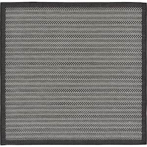Outdoor Checkered Gray 6' 0 x 6' 0 Square Rug