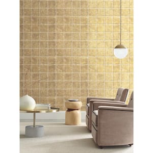 Ronald Redding Gold Metal Leaf Squares Paper Unpasted Matte Wallpaper (36 in. x 24 ft.)