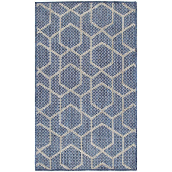 Nourison Horizon Indoor/Outdoor Denim 3 ft. x 5 ft. All-over design Contemporary Area Rug