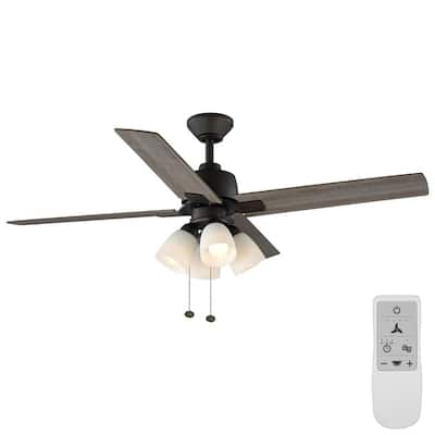 Malone 54 in. Bronze LED Ceiling Fan with Light Kit Works with Google Assistant and Alexa