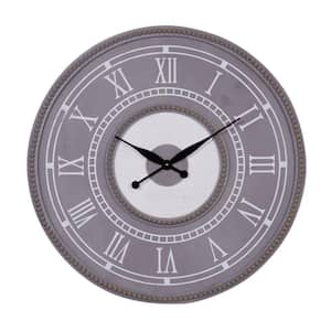 30 in. x 30 in. Gray Wood Beaded Wall Clock with White Accents