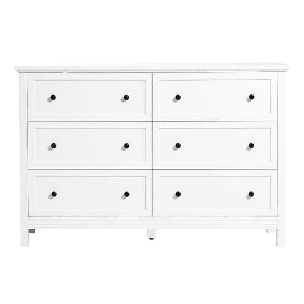 6-Drawer Dresser, Wooden Chest, Smooth Sliding, Anti-Tip, Retro Minimalist Storage TV Stand for Bedroom Living Room