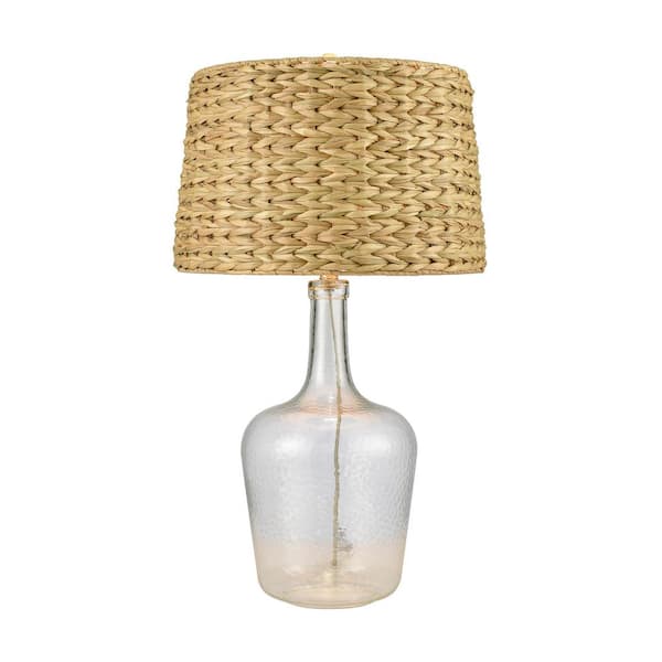 Titan Lighting Wendover 31 in. Clear Table Lamp with Hardback Oatmeal Linen Shade, No Design