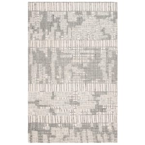 Abstract Ivory/Dark Gray 5 ft. x 8 ft. Striped Geometric Area Rug