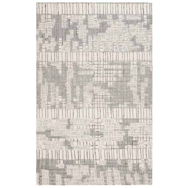 SAFAVIEH Abstract Ivory/Dark Gray 5 ft. x 8 ft. Striped Geometric Area Rug