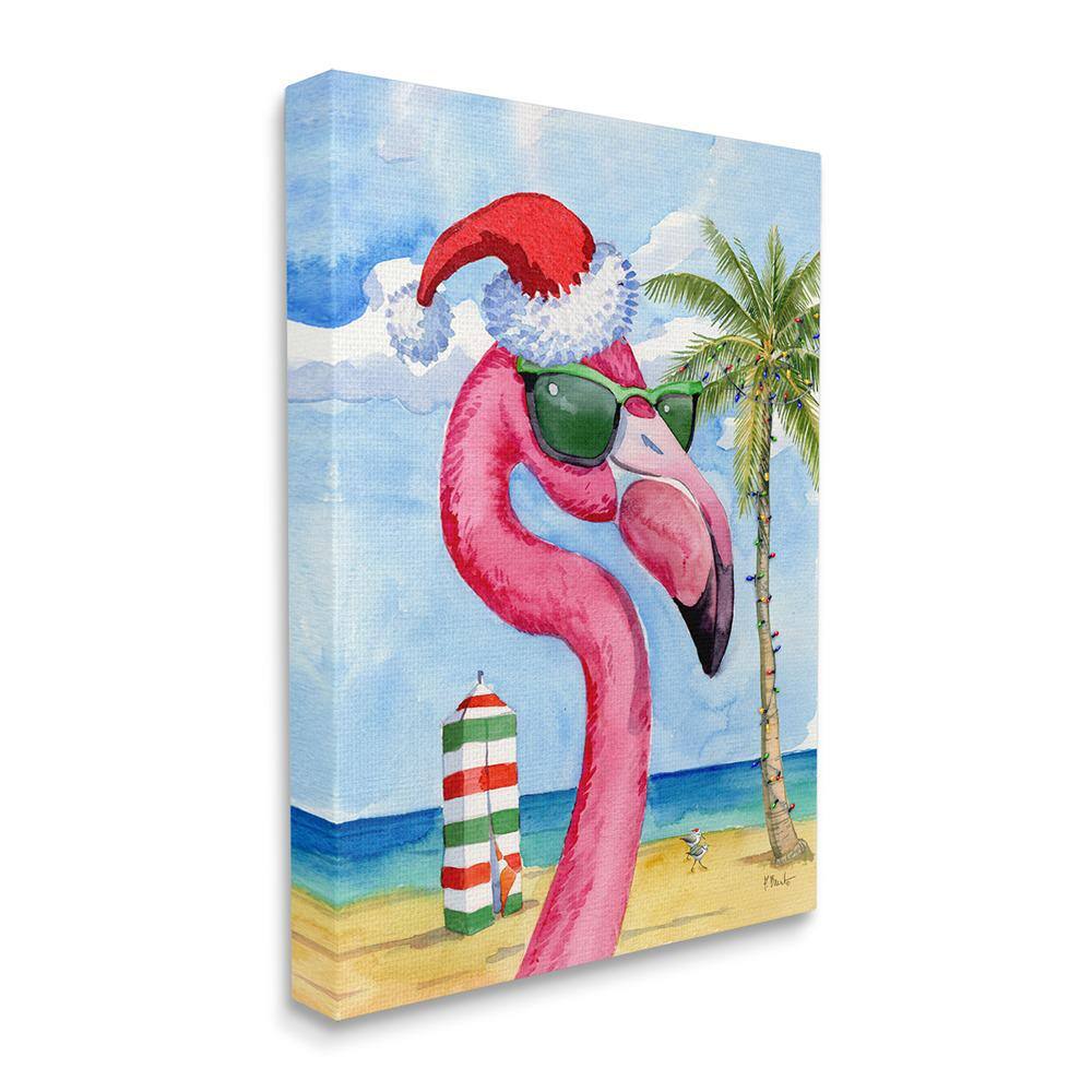 Tropical Christmas Flamingo Canvas Art, 16 x 20