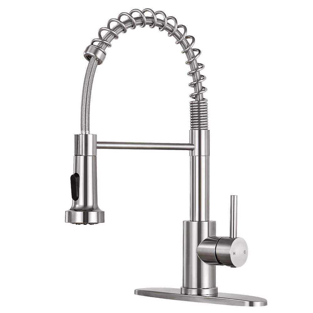 Single Handle 16 in. 360° Spout Swivel Pull Down Sprayer Kitchen Faucet wi