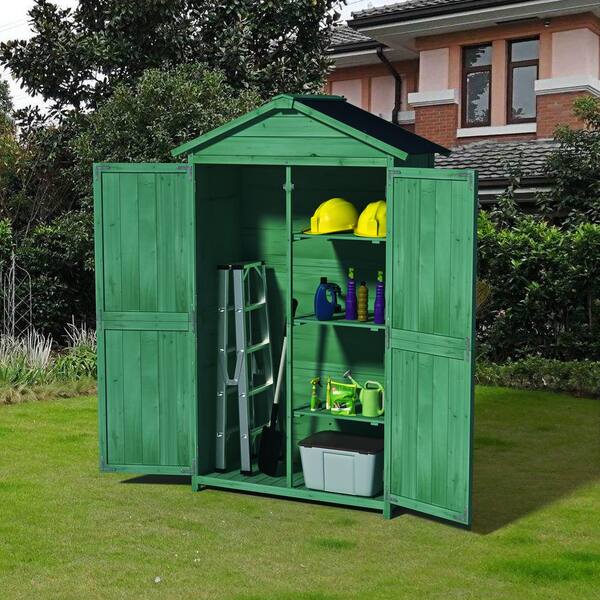 Green 3 ft. W x 1.5 ft. D Outdoor Wood Storage Shed, Garden Tool
