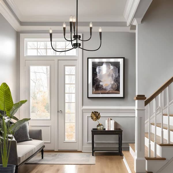 LNC Modern 29.9 in. 6-Light Black Chandelier Minimalist Ceiling