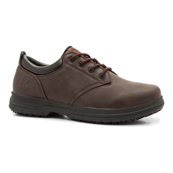 Fila Men's Memory Blake Slip Resistant Oxford Shoes - Soft Toe - Pinecone Size 11(M)
