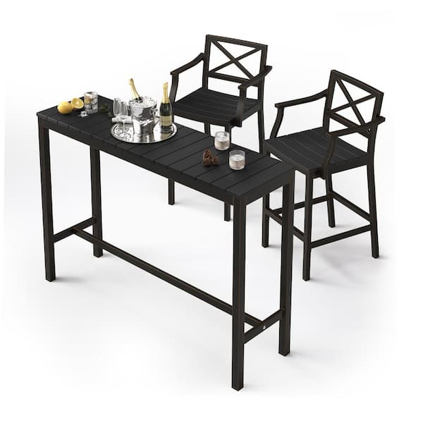 Lue Bona Humphrey 5 Piece 55 In Black Alu Outdoor Patio Dining Set