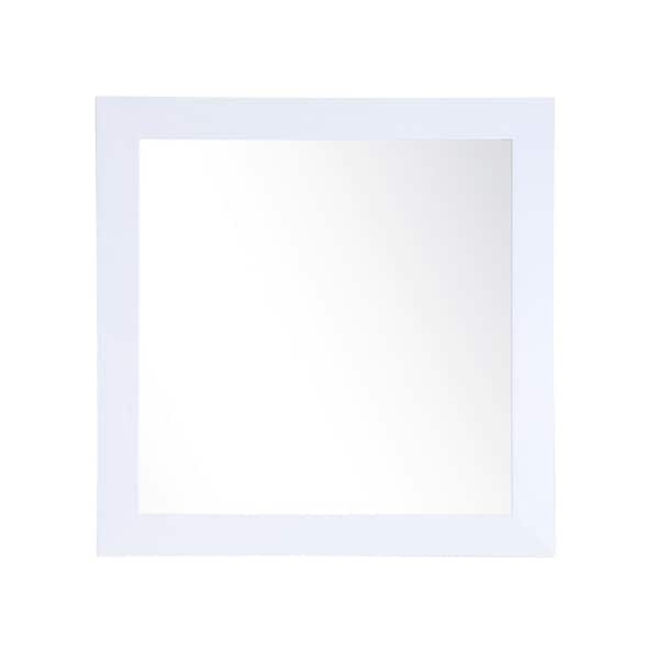 BrandtWorks Medium Square Pearl White Modern Mirror (32 in. H x 32 in. W)