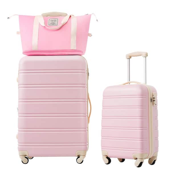Merax 3-Piece Light Pink Expandable ABS Hardshell Spinner 20 in