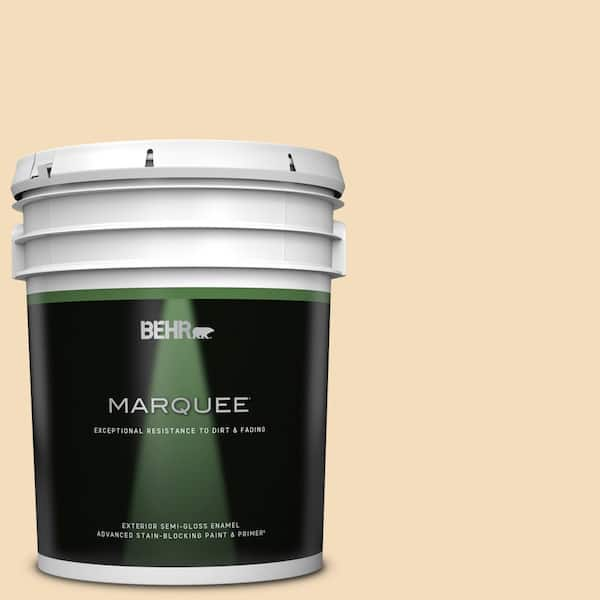 BEHR MARQUEE 5 gal. #YL-W01 Spinning Silk Semi-Gloss Enamel Exterior Paint & Primer