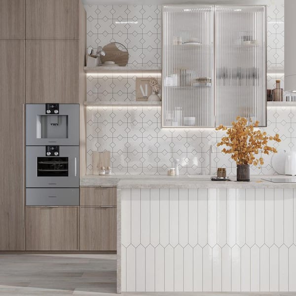 Terralis 3 in. x 19 in. Glossy Pearl White Porcelain Picket Wall and Floor Tile (7.65 sq. ft./case) (20 Pack)