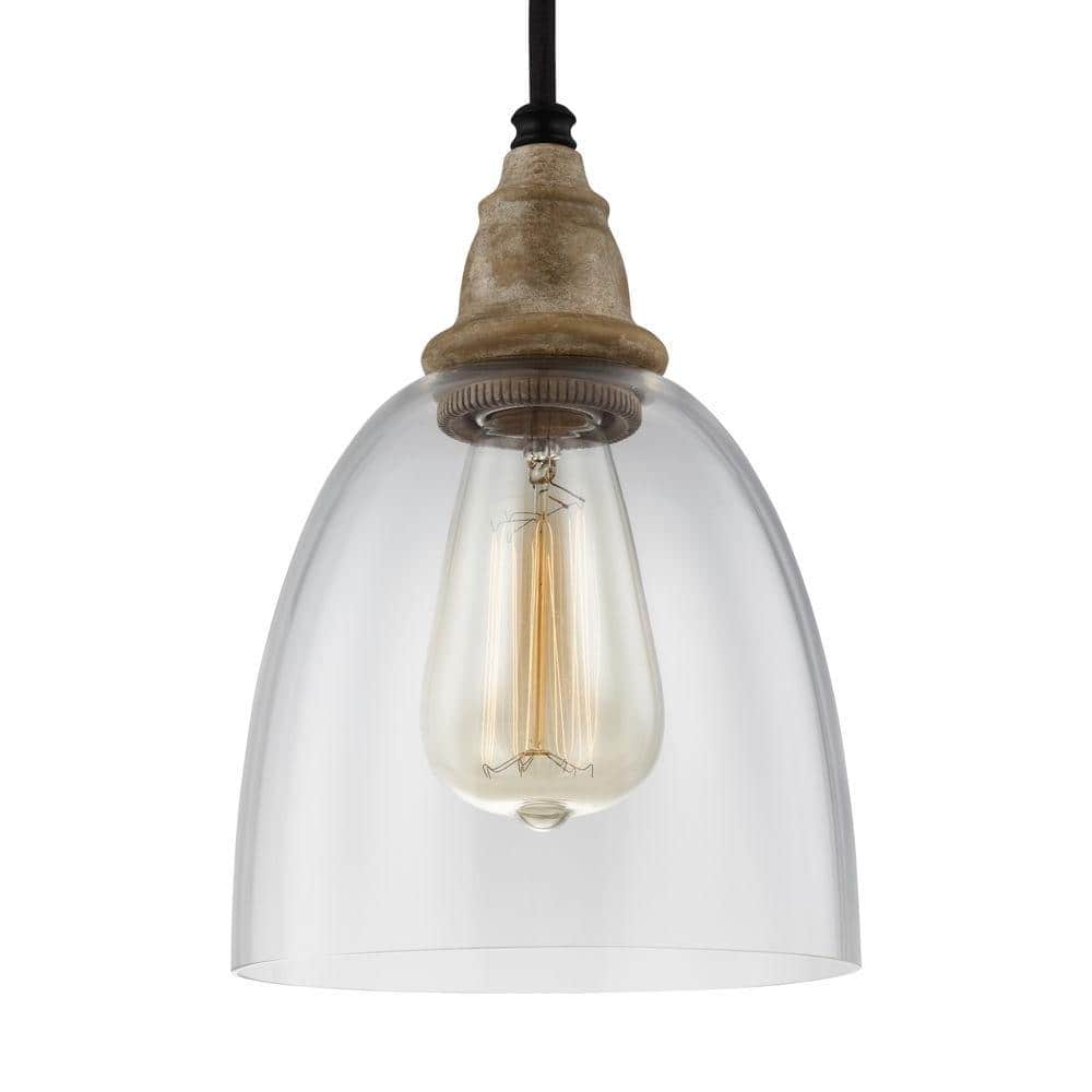 Matrimonio 1-Light Driftwood and Dark Weathered Zinc Hanging Mini Pendant Light with Clear Glass Shade price history on PriceWatchPro