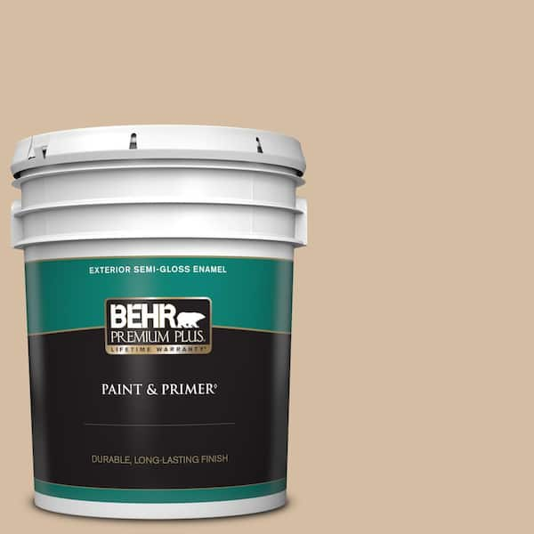 BEHR PREMIUM PLUS 5 gal. Home Decorators Collection #HDC-SM14-3 Concept Beige Semi-Gloss Enamel Exterior Paint & Primer