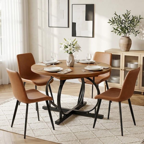 Harper & Bright Designs Retro Style 5-Piece Natural Extendable