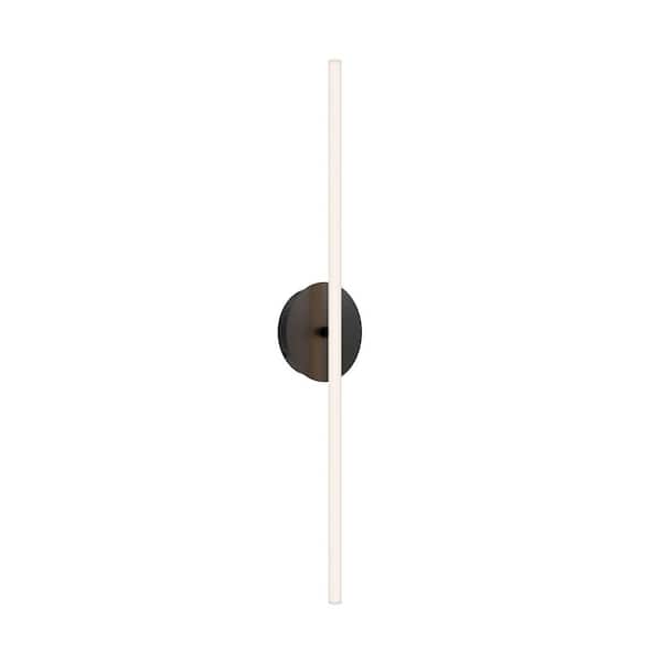 Lanky 27 in. 1-Light Black Integrated LED Wall Sconce w/ Acrylic Shade and Selectable 4CCT 2700K-3000K-3500K-4000K