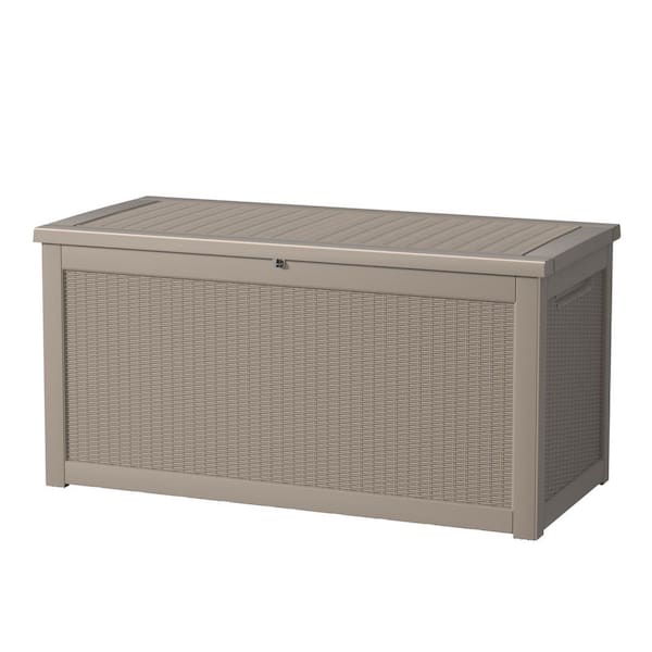 260 Gal. Waterproof Outdoor Resin Storage Deck Box, Large Lockable Capacity, Versatile Deck Storage Bench