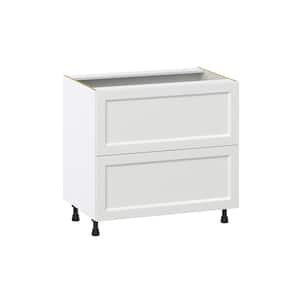 Alton Painted White Shaker Assembled Base Kitchen Cabinet with 2 Drawers 36 in. W x 34.5 in. H x 24 in. D