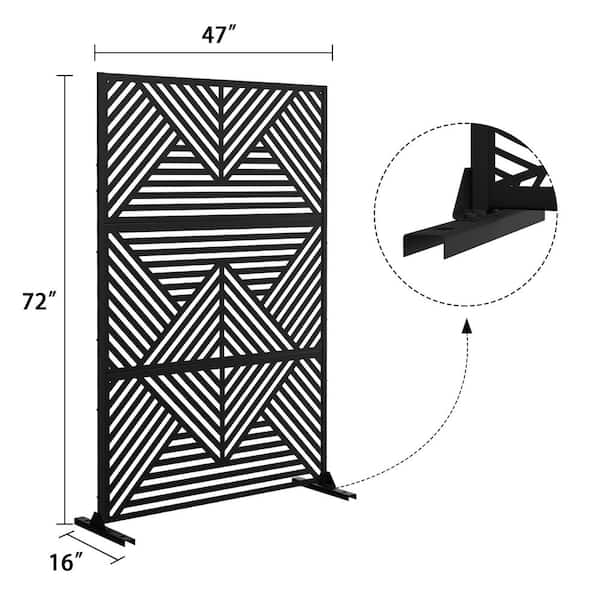 Lirago 72 in. x 47 in. Outdoor Metal Privacy Screen Garden Fence in Zodiac Pattern in Black, Wall Decal