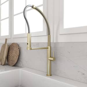 Baveno Pro Single Handle Pull Down Sprayer Kitchen Faucet in Brushed Gold