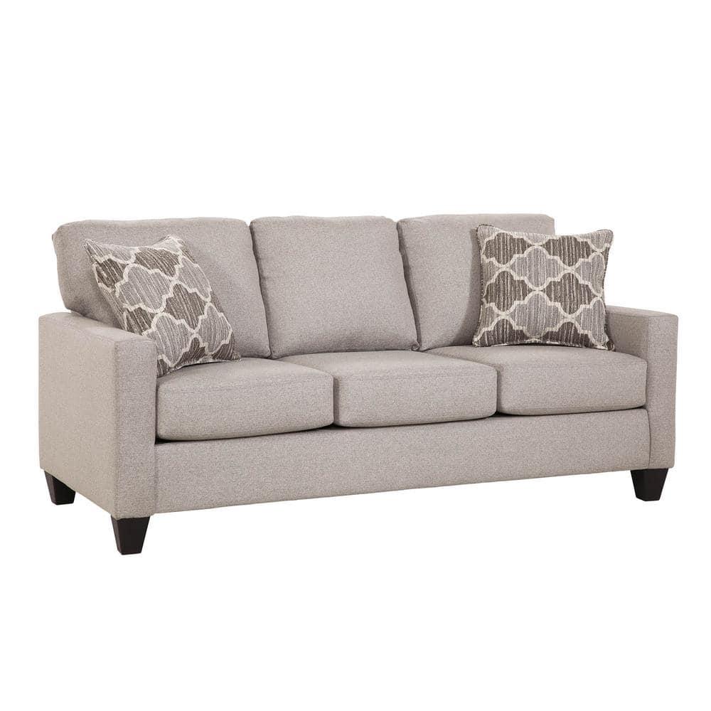 Gray Linen Apartment Sofa with Moroccan Accent Pillows