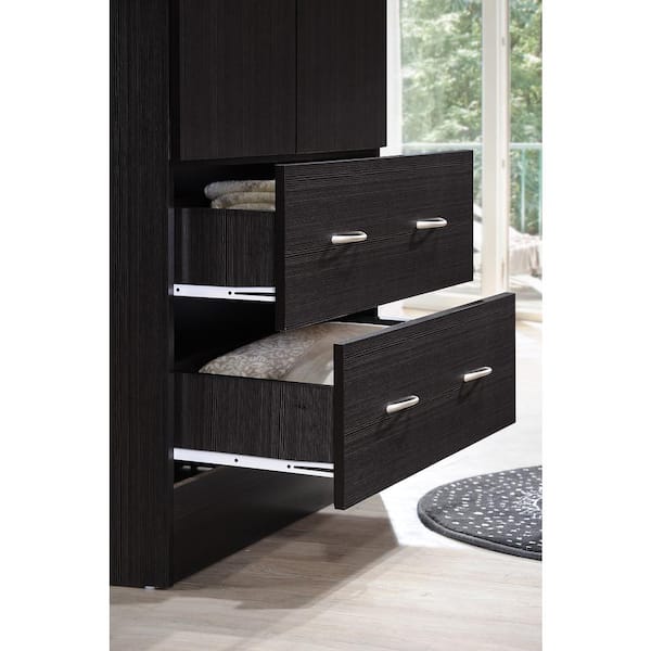 HODEDAH 2-Door Armoire with 2-Drawers in Chocolate HI29 Chocolate