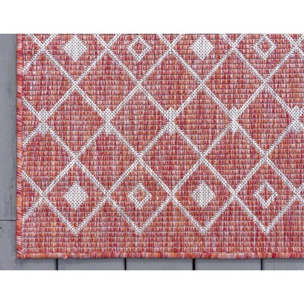 Unique Loom Outdoor Trellis Area Rug (7' x 10' - Rust Red)