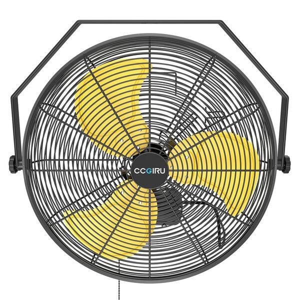 20 in. 3-Speed Oscillating High Velocity Black Indoor/Outdoor Wall Mount Fan