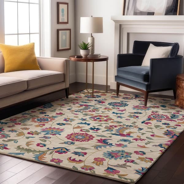Mayfield Premium Machine Washable Abstract AMF1006 Linen 10 ft. x 14 ft. Area Rug