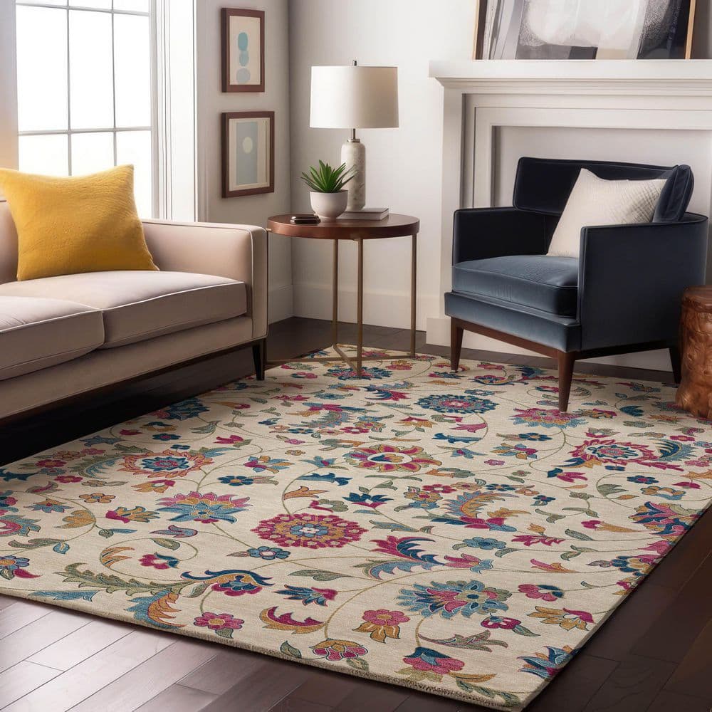Mayfield Premium Machine Washable Abstract AMF1006 Linen 3 ft. x 5 ft. Area Rug price history on PriceWatchPro