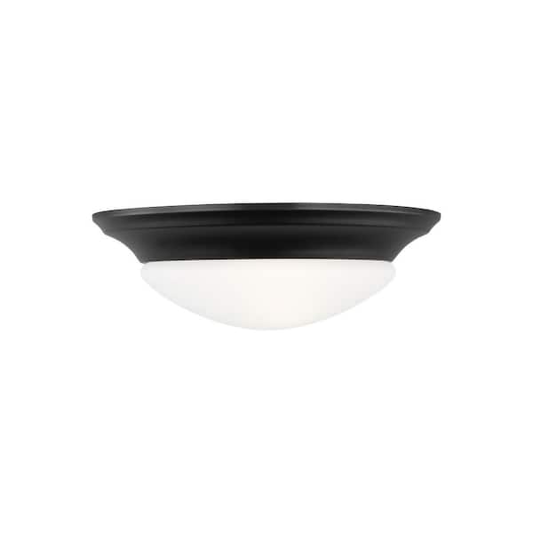 Generation Lighting Nash 11.5 in. 1-Light Midnight Black Flush Mount