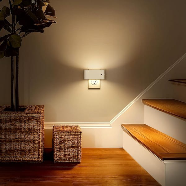 6-Pack 1W Plug-in Dimmable LED Night Light with Horizontal Wall Sconce Design and 3000K Warm Light for Hallway