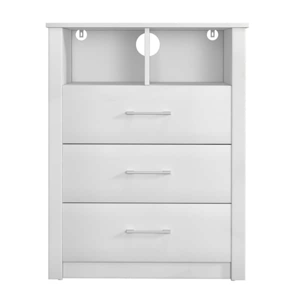 Hillsdale Furniture Allman 3Drawer White Dresser with Shelf 36 x 27.5
