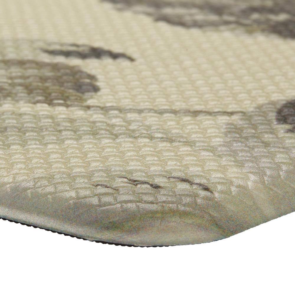 Light Gray Floral PVC Anti-Fatigue Kitchen Mat, 48" x 17.5"