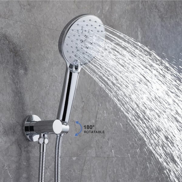 ExBrite Shower System Shower Faucet Combo Set Wall Mounted with 12 Rainfall Shower Head Chrome Finish 63858031