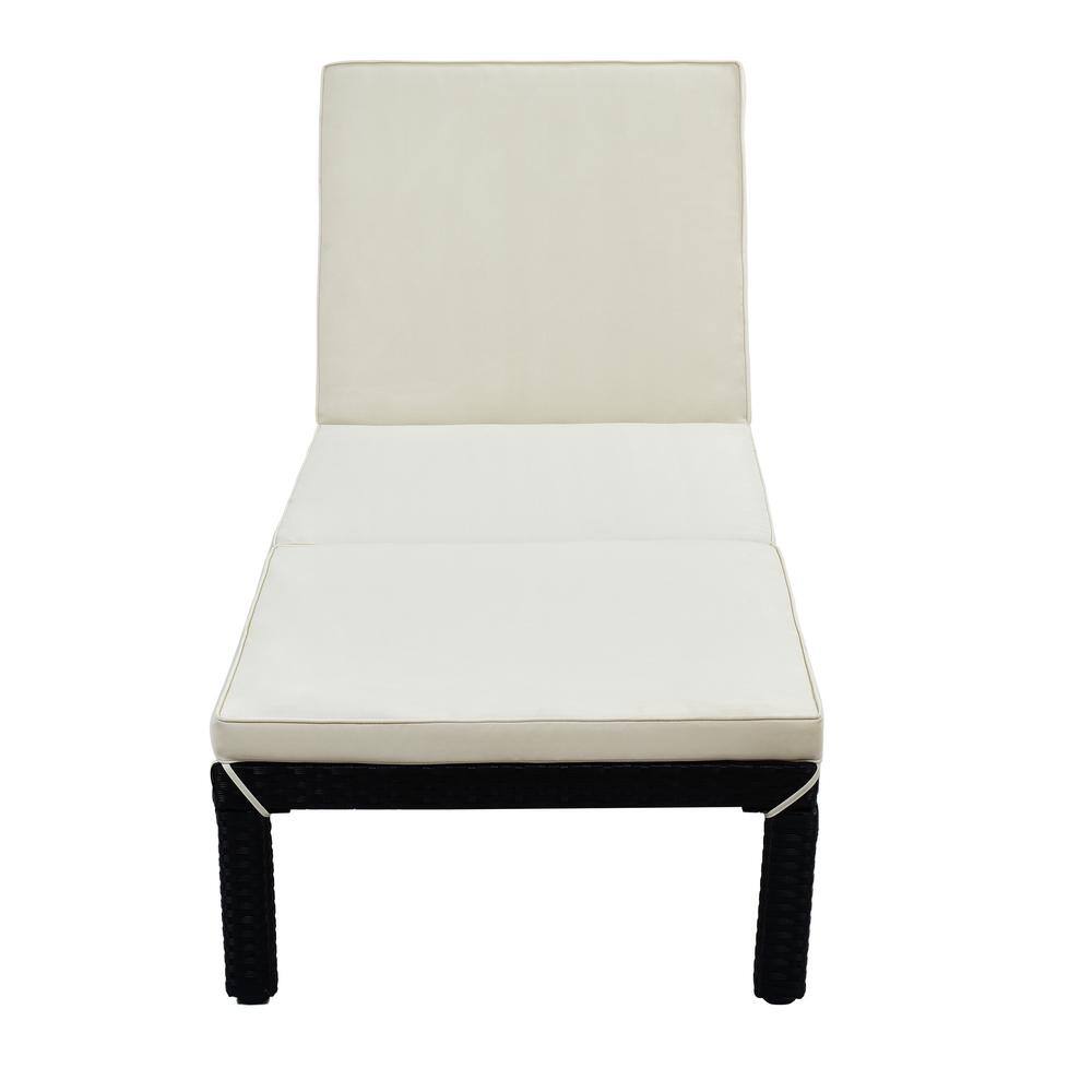 Composite PE Rattan Wicker Outdoor Chaise Lounge with Beige Cushion
