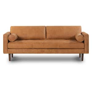 Napa 89 in. Square Arm 3-Seater Sofa in Cognac Tan