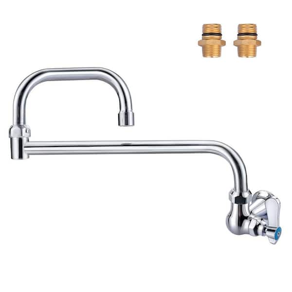 Commercial Wall Mounted Pot Filler with Double Joint Swing Nozzle Single Handle Folding Faucet in Polished Chrome