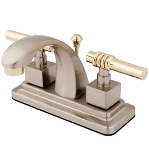 Milano 4 in. Centerset 2-Handle Bathroom Faucet in Brushed Nickel and Polished Brass