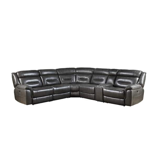 Acme Furniture Aire Leather Imogen Sectional Sofa