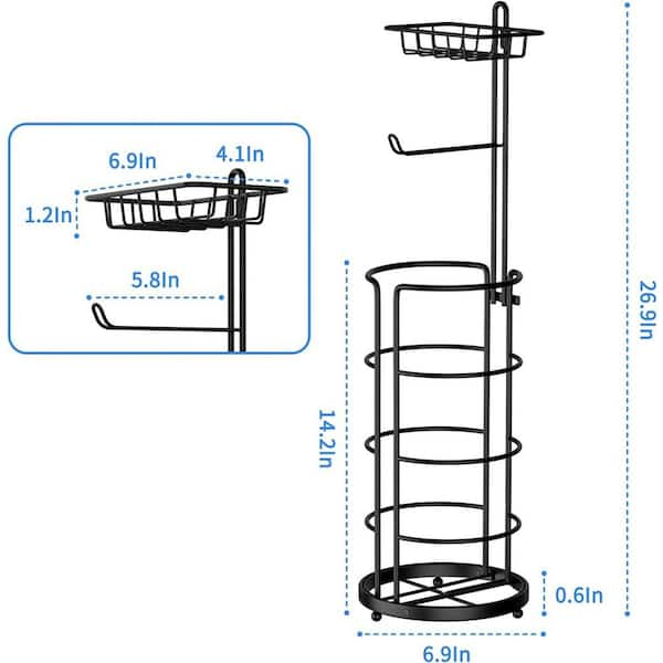 Amucolo Bathroom Freestanding Toilet Paper Roll Holder in Black