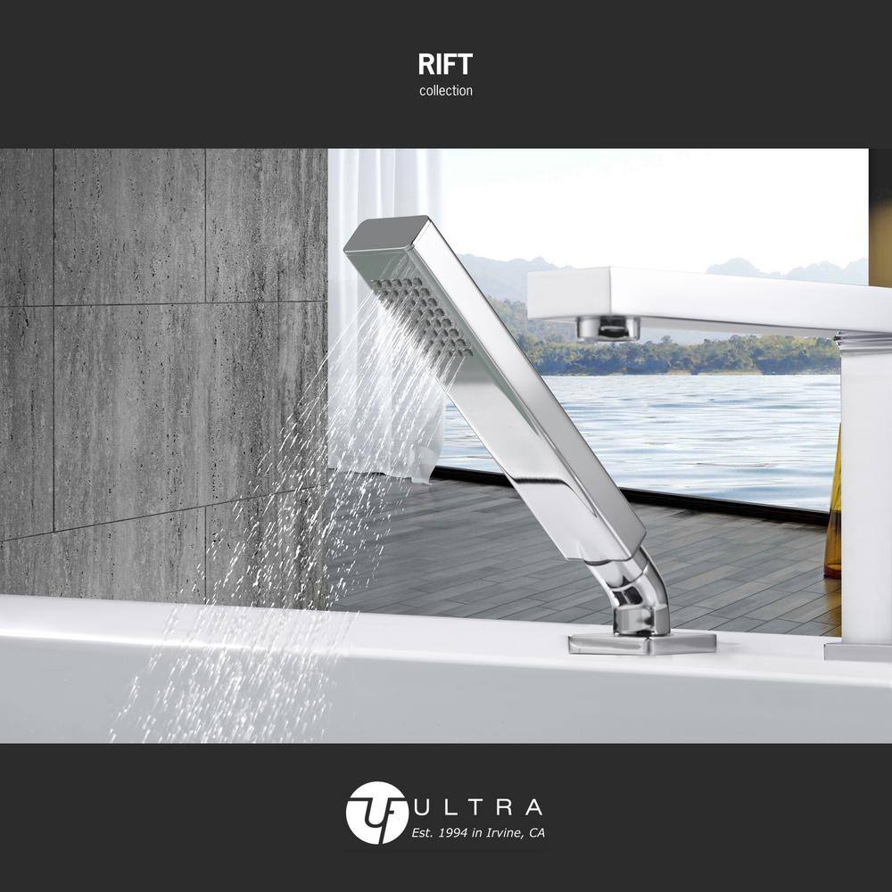 Polished Chrome Single Handle Deck-Mounted Tub Faucet with Hand Shower