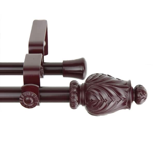 5/8 in. Tulip Double Curtain Rod 28-48 in. Mahogany