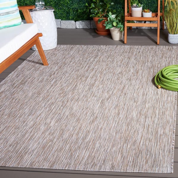 Courtyard Ivory/Beige Gray 8 ft. x 10 ft. Geometric Marle Indoor/Outdoor Area Rug