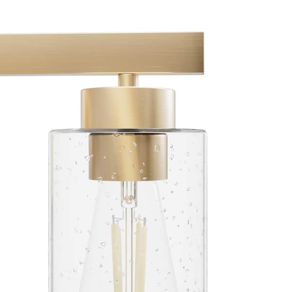 Hunter - Hartland 13 in. 3-Light Alturas Gold Vanity Light with Clear Seeded Glass Shades